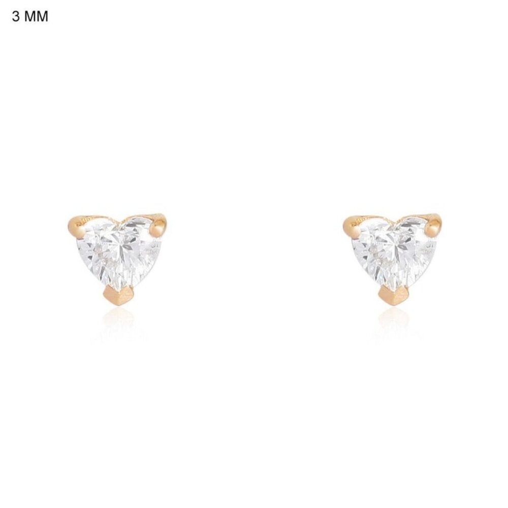 Petite Heart 14K (or 18k upon request) Yellow Gold Diamond Stud Earrings